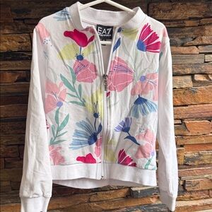 Emporio Armani Kids Floral Bomber Jacket - White and Multicolor